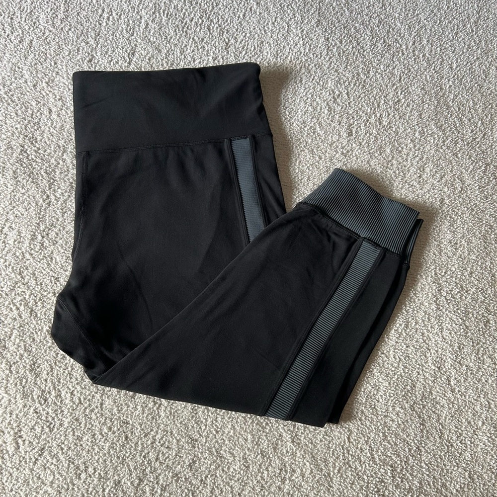Athleta Black Elation Rib Trim Leggings